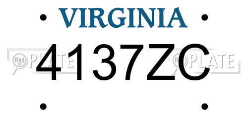 4137ZC Virginia License Plate