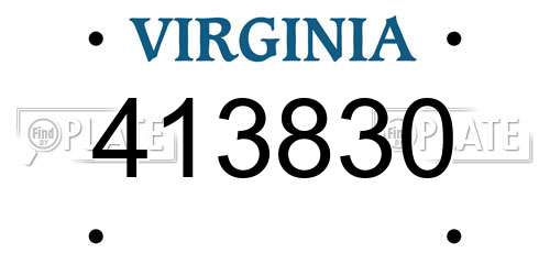 413830 Virginia License Plate