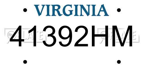 41392HM Virginia License Plate