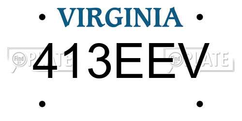 413EEV Virginia License Plate