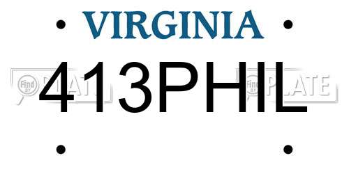 413PHIL Virginia License Plate