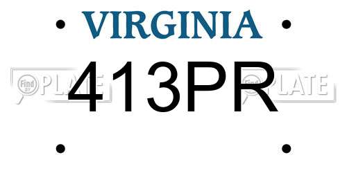 413PR Virginia License Plate