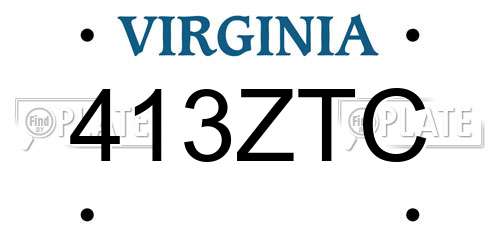 413ZTC Virginia License Plate