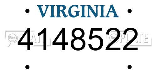 4148522 Virginia License Plate