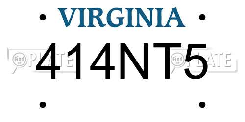 414NT5 Virginia License Plate