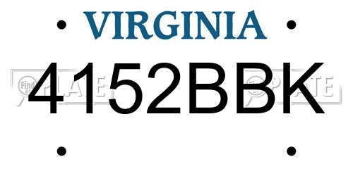 4152BBK Virginia License Plate