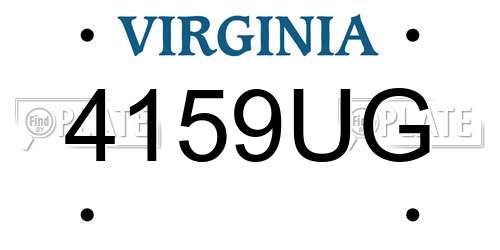 4159UG Virginia License Plate