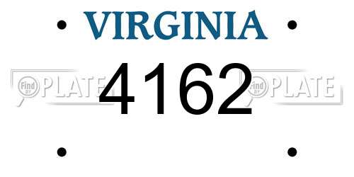 4162 Virginia License Plate