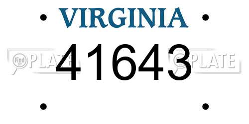 41643 Virginia License Plate