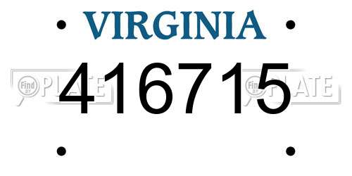 416715 Virginia License Plate