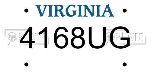 4168UG Virginia License Plate