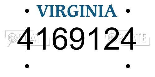 4169124 Virginia License Plate
