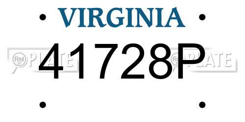 41728P Virginia License Plate