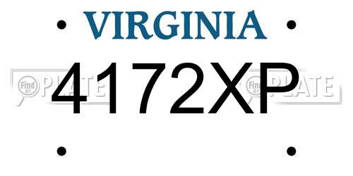 4172XP Virginia License Plate