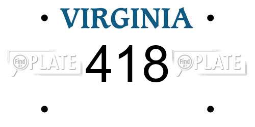 418 Virginia License Plate