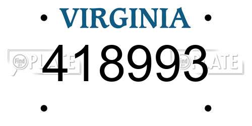 418993 Virginia License Plate