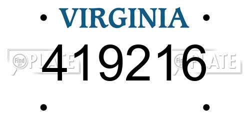 419216 Virginia License Plate