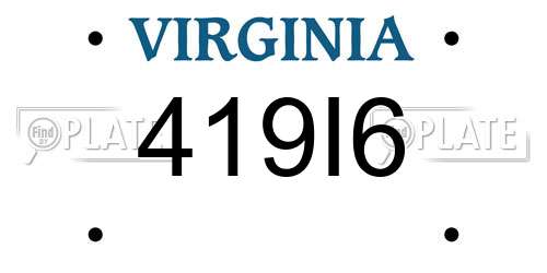 419I6 Virginia License Plate