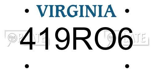419RO6 Virginia License Plate