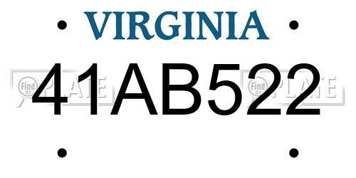 41AB522 Virginia License Plate