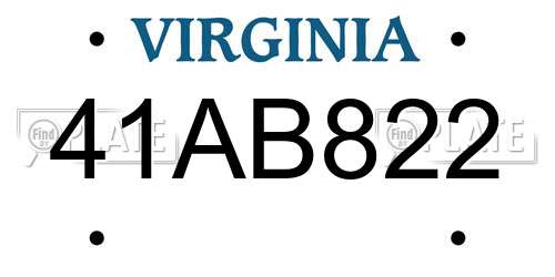 41AB822 Virginia License Plate