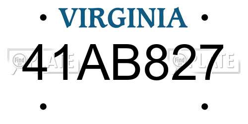 41AB827 Virginia License Plate