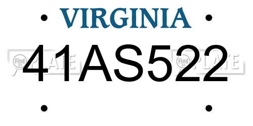 41AS522 Virginia License Plate
