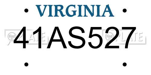 41AS527 Virginia License Plate