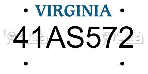 41AS572 Virginia License Plate