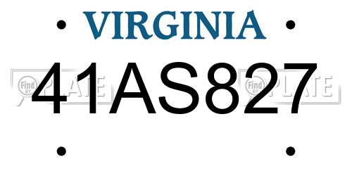 41AS827 Virginia License Plate
