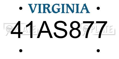 41AS877 Virginia License Plate