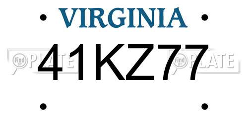 41KZ77 Virginia License Plate