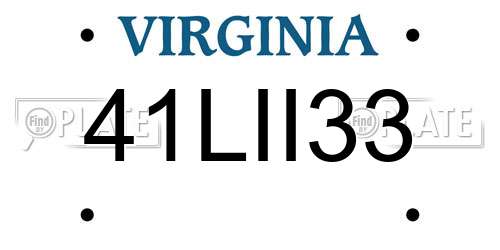 41LII33 Virginia License Plate