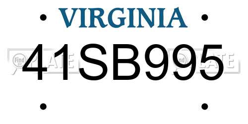 41SB995 Virginia License Plate
