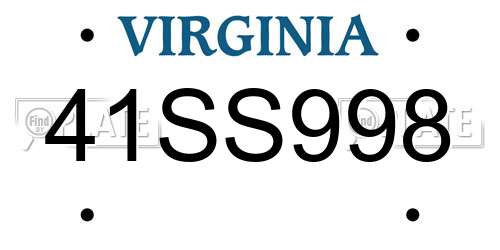 41SS998 Virginia License Plate
