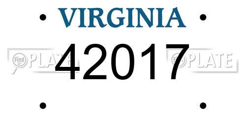 42017 Virginia License Plate