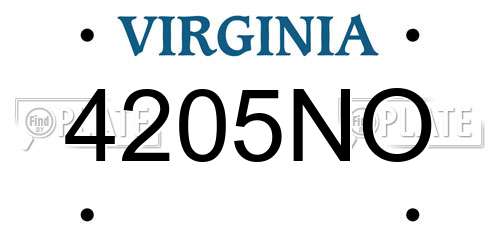 4205NO Virginia License Plate