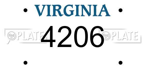 4206 Virginia License Plate