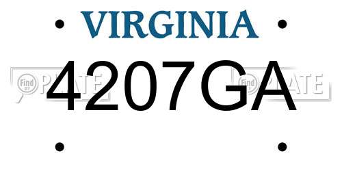 4207GA Virginia License Plate
