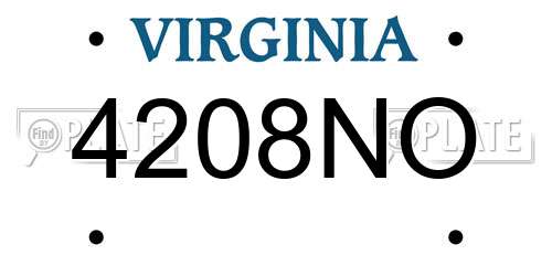 4208NO Virginia License Plate