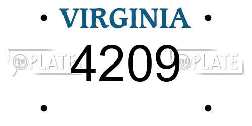 4209 Virginia License Plate