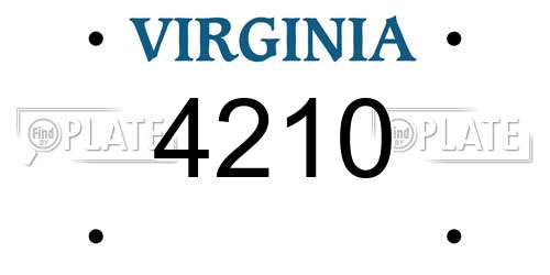 4210 Virginia License Plate