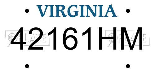 42161HM Virginia License Plate