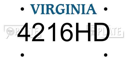 4216HD Virginia License Plate