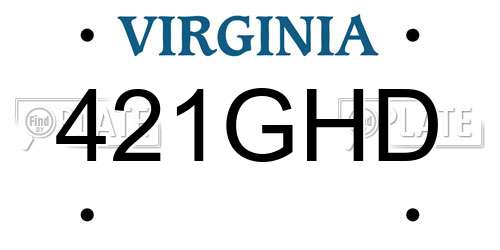 421GHD Virginia License Plate