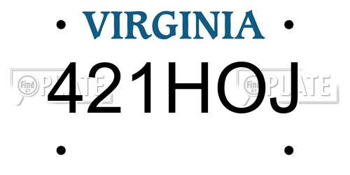 421HOJ Virginia License Plate