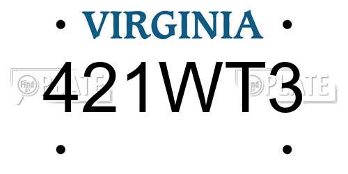 421WT3 Virginia License Plate