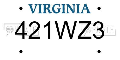 421WZ3 Virginia License Plate