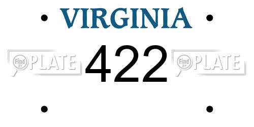 422 Virginia License Plate