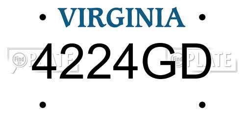 4224GD Virginia License Plate